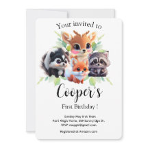 Cute Woodland-vänner rävskunk raccoon hjort