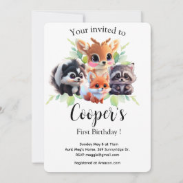 Cute Woodland-vänner rävskunk raccoon hjort