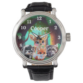 Cute Woodland-vänner rävskunk raccoon hjort Armbandsur