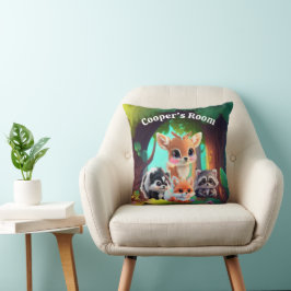 Cute Woodland-vänner rävskunk raccoon hjort Kudde