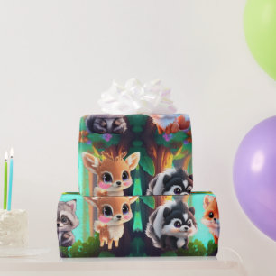 Cute Woodland-vänner rävskunk raccoon hjort Presentpapper