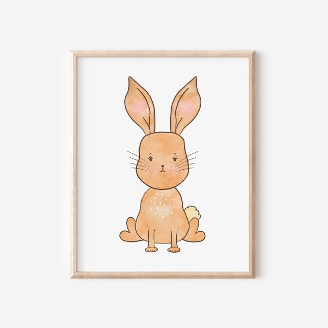 Cute Woodland Watercolor Rabbit Nursery Art Poster (Skapare uppladdad)