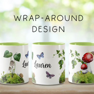 Cute Woodland Wrap-Around Mushroom Två-Tonad Mugg