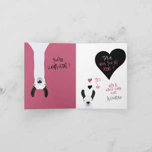 Cute Wool, är du min? Llama Kärlek + Valentine Car Helgkort