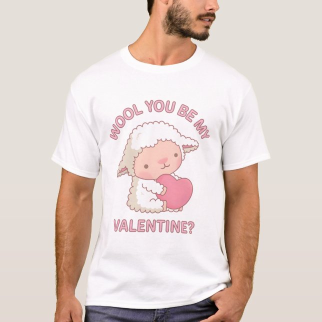 Cute Wool du är min Valentine Pun Doodle T Shirt (Framsida)