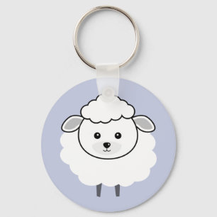 Cute Wooly Lamb Ansikte Nyckelring