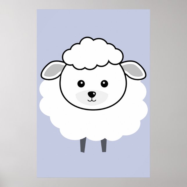 Cute Wooly Lamb Ansikte Poster (Framsidan)