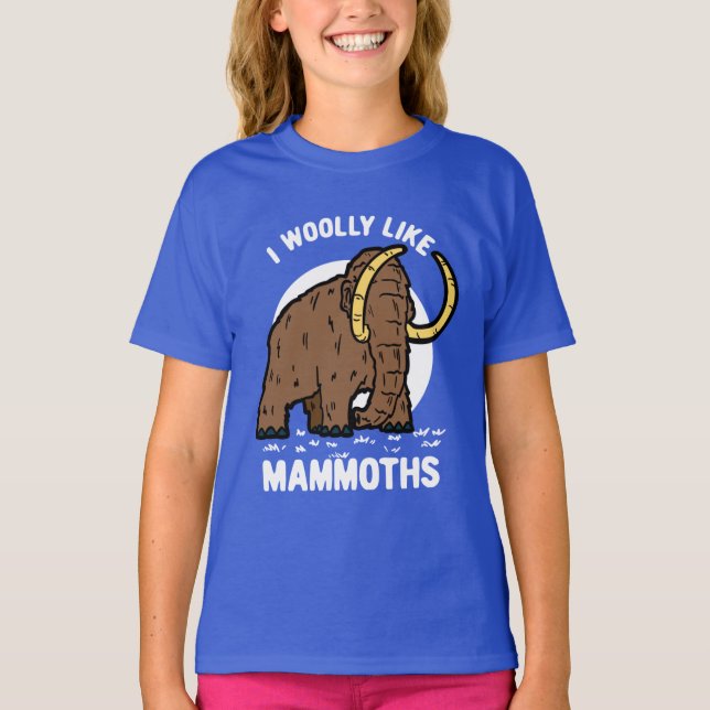 Cute Wooly Mammoth Funny PreHistorical Animal T Shirt (Framsida)