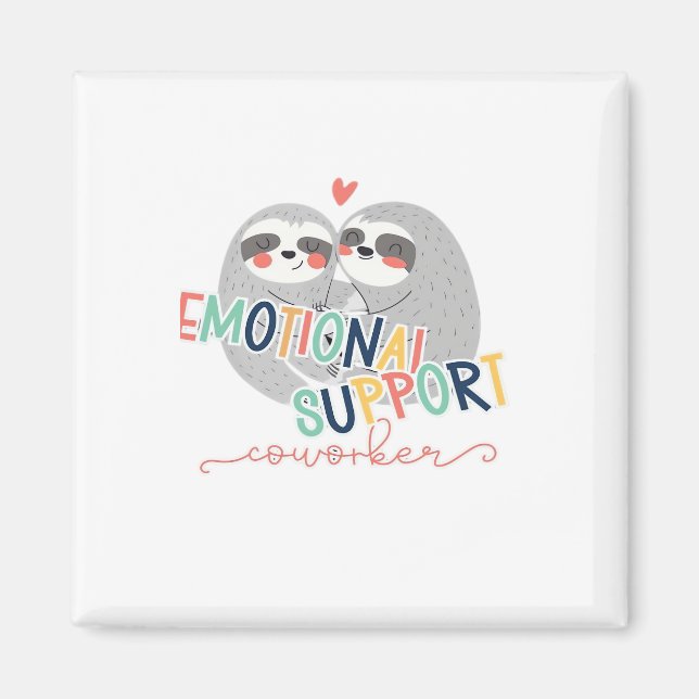 Cute Work Besties, Emotional Help Coworking Sloth  Magnet (Framsidan)