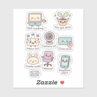 Cute Work from Home Vibes Sticker Pack Klistermärken