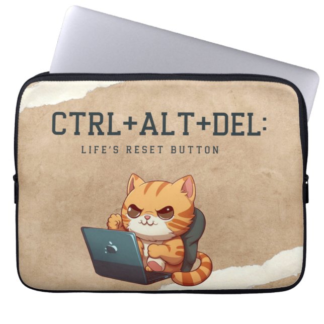 Cute Workaholcat laptop sleeve (Framsidan)