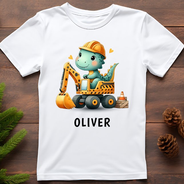 Cute Worker Dinosaur på en grävmaskin T Shirt (Skapare uppladdad)