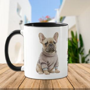 Cute Working Hard for my Frenchie Hund Mugg
