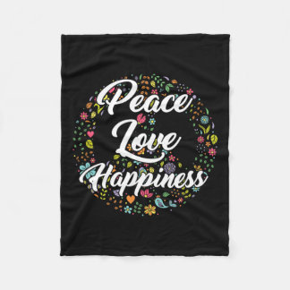 Cute World Peace Kärlek Happity Fredstecken Hippie Fleecefilt