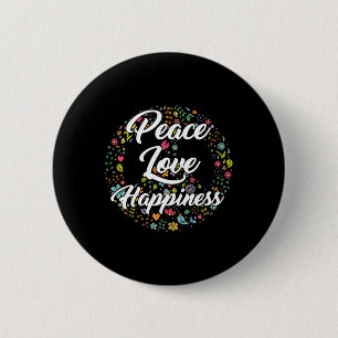 Cute World Peace Kärlek Happity Fredstecken Hippie Knapp