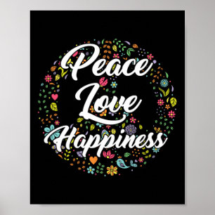Cute World Peace Kärlek Happity Fredstecken Hippie Poster