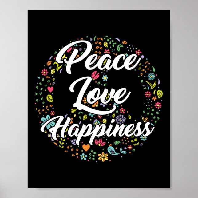 Cute World Peace Kärlek Happity Fredstecken Hippie Poster (Framsidan)