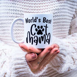 Cute World's Best Cat Mamma 1 Photo Paw Print Kaffemugg