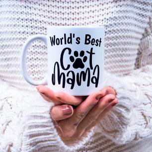 Cute World's Best Cat Mamma 1 Photo Paw Print Kaffemugg