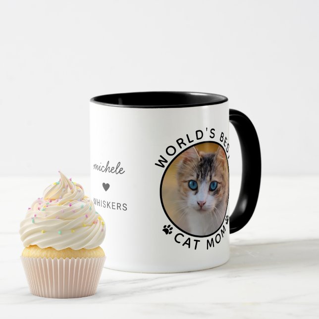 Cute World's Best Cat Mamma eget namn Pet Photo Mugg (Skapare uppladdad)
