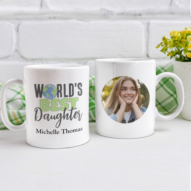 Cute World's Best Daughn Anpassningsbar Photo Kaffemugg (World's Best Daughter Photo Mug. )