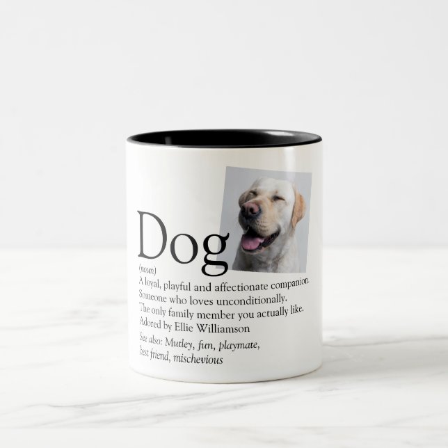 Cute World's Best Hund Definition Quote Photo Två-Tonad Mugg (Center)