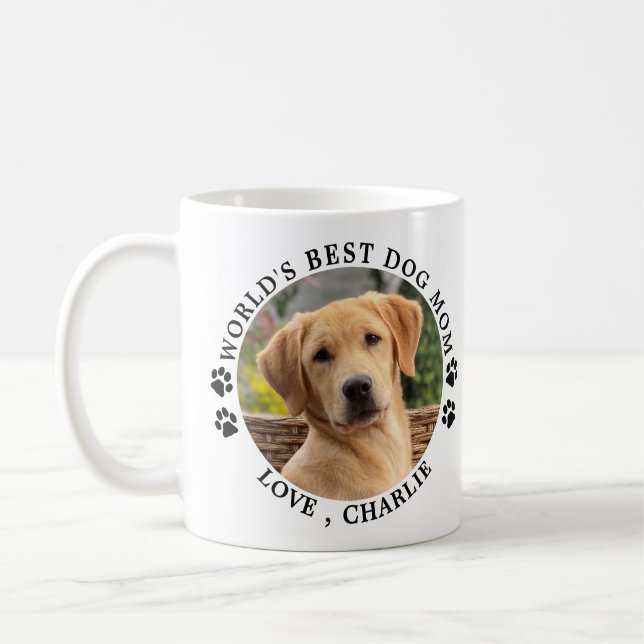 Cute World's Best Hund Mamma Tass avtryck Pet Phot Kaffemugg (Vänster)