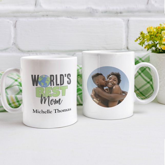 Cute World's Best Mamma Anpassningsbar Photo Kaffemugg (World's Best Mom Custom photo mug)