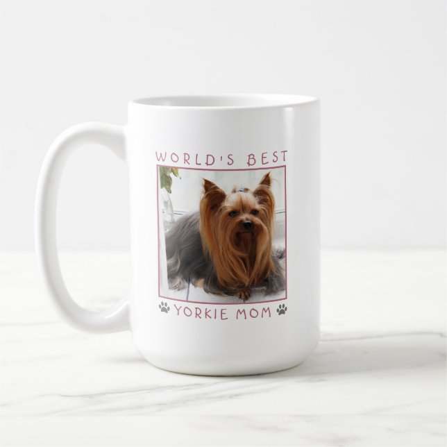 Cute World's Best Yorkie Mamma Rosa Grått Tass Pho Kaffemugg (Vänster)