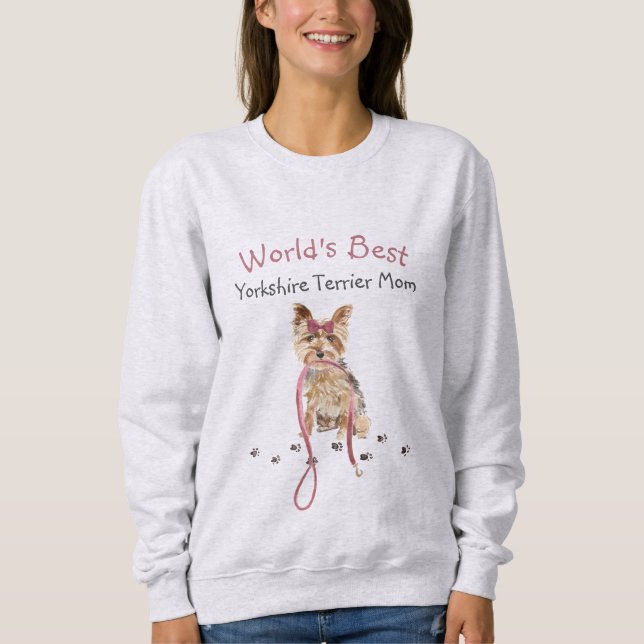 Cute World's Best Yorkshire Terrier Mamma Watercol T Shirt (Framsida)