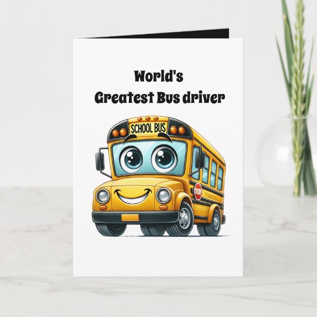 Cute World's greatest bus driver add message  Kort (Framsida)