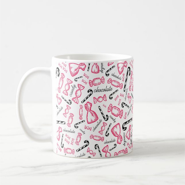 Cute Wrappate Chocolate Candy Teckning / Sketch Kaffemugg (Vänster)