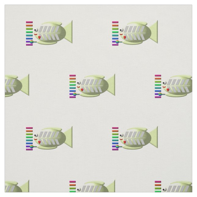 Cute X-Ray-fisk med Xylophone-struktur Tyg (Provkarta)