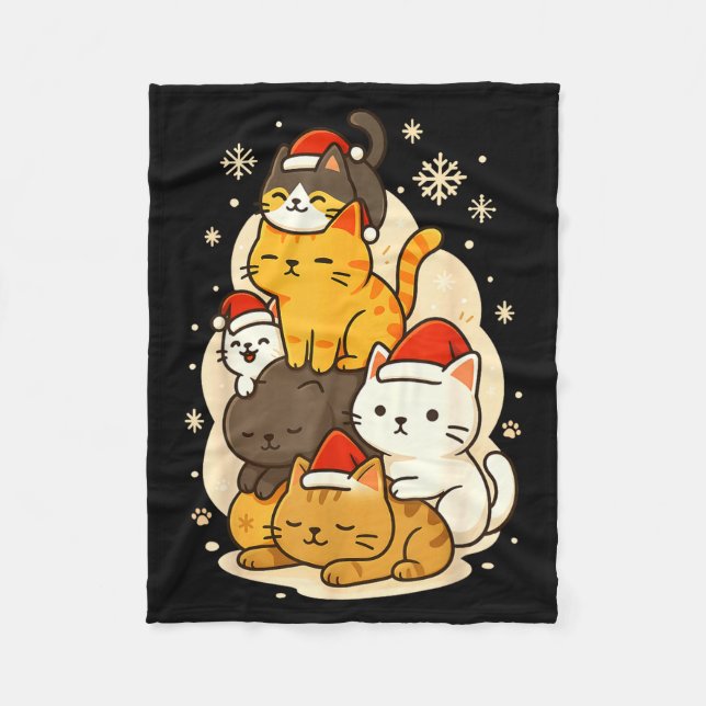 Cute Xmas Kawaii Cats Neko Funny Kitten Lover Anim Fleecefilt (Framsidan)