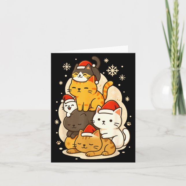 Cute Xmas Kawaii Cats Neko Funny Kitten Lover Anim Kort (Framsida)