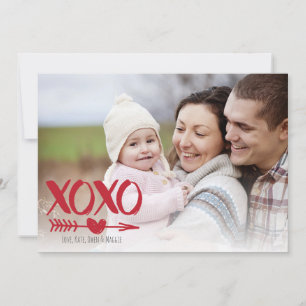 Cute XOXO Hjärthjärtans dag-fotokort Julkort