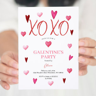 Cute XOXO Rosa Galentine Day Party Valentine Inbjudningar