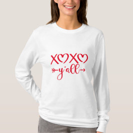 Cute XOXO Y'all Valentines Day 2024 Trend White. T Shirt