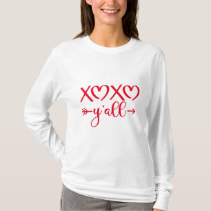 Cute XOXO Y'all Valentines Day 2024 Trend White. T Shirt