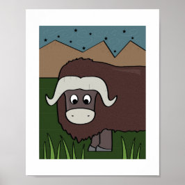 Cute Yak Illustration - Konst från lantgårdar och Poster