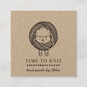 Cute Yarn Handmade Sticka Goods Kraft Fyrkantigt Visitkort