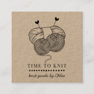 Cute Yarn Handmade Sticka Goods Kraft Fyrkantigt Visitkort