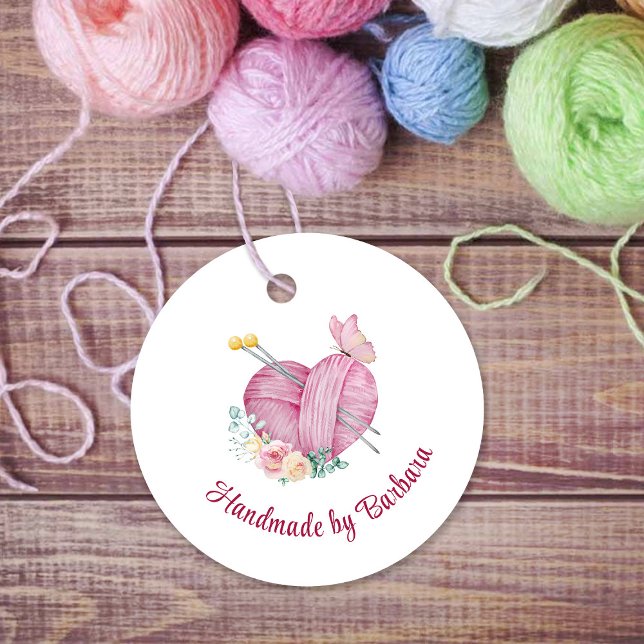 Cute Yarn Heart Knitting Nål Gåvor Etiketter (Skapare uppladdad)