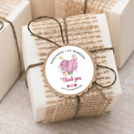 Cute Yarn Heart Knitting Nål Tack Runt Klistermärke