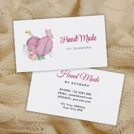 Cute Yarn Heart Knitting Nål Visitkort