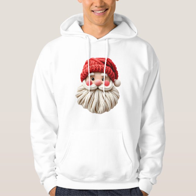Cute Yarn Santa Christmas Face Hoodie (Framsida)
