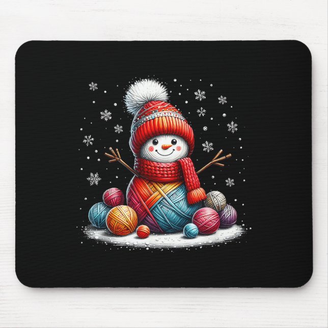 Cute Yarn Snowman Quilter Christmas Crochet Knitti Musmatta (Framsidan)