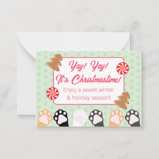 Cute Yay Yay's Christmastime Cat Anteckningskort