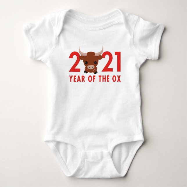 Cute Year of the Ox 2021 Chinese New Year T Shirt (Framsida)