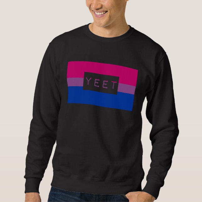 Cute Yeet Meme Gay Bisexual Pride Flag Queer Lång Ärmad Tröja (Framsida)